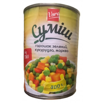 Овочева суміш консервована Varo (горошок, кукурудза, морква)